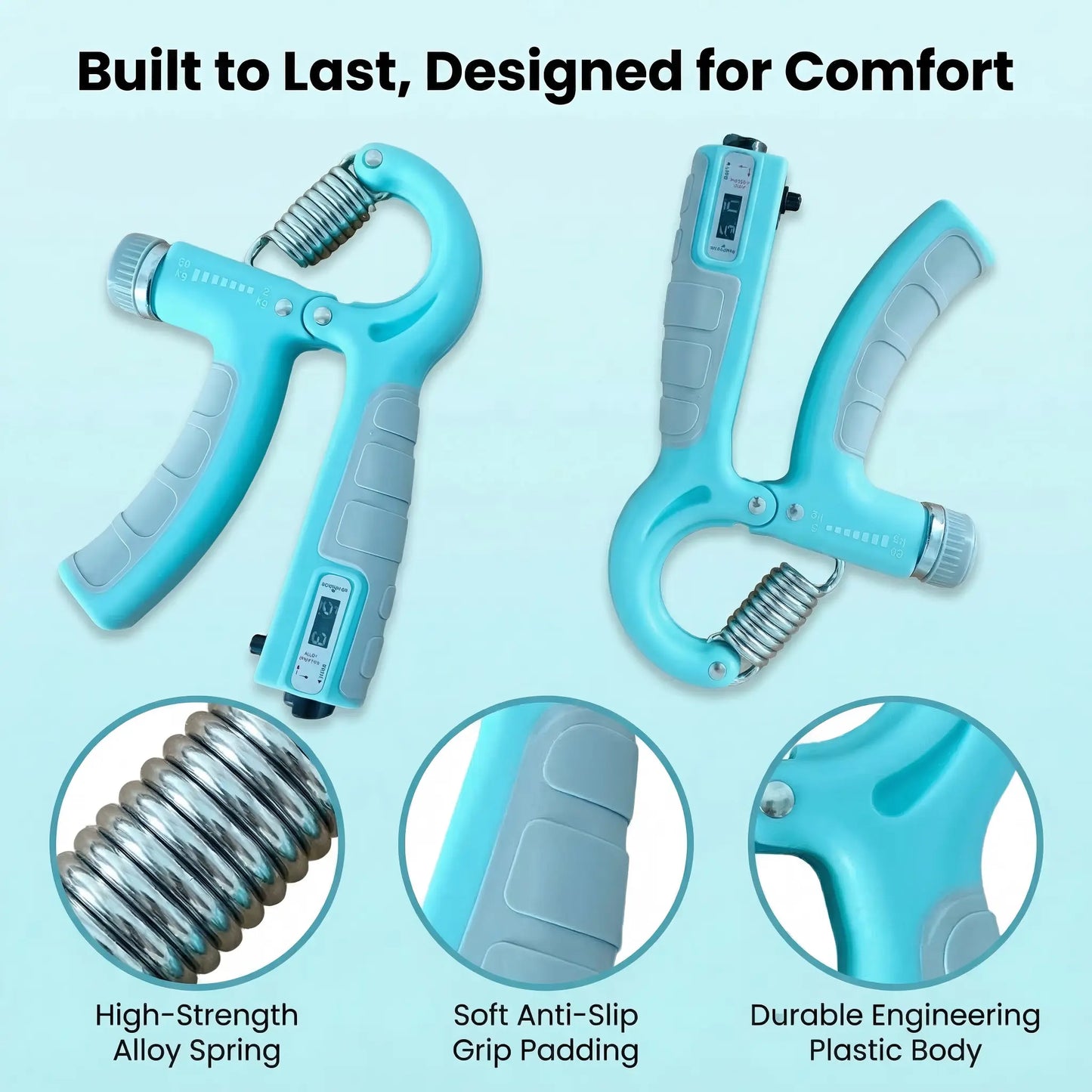 Adjustable Resistance Grip Strength Trainer (11-132 Lbs/5-60 Kg) - 2-Pack Forearm and Hand Exerciser for Muscle Development, Injury Rehabilitation, and Office Relaxation