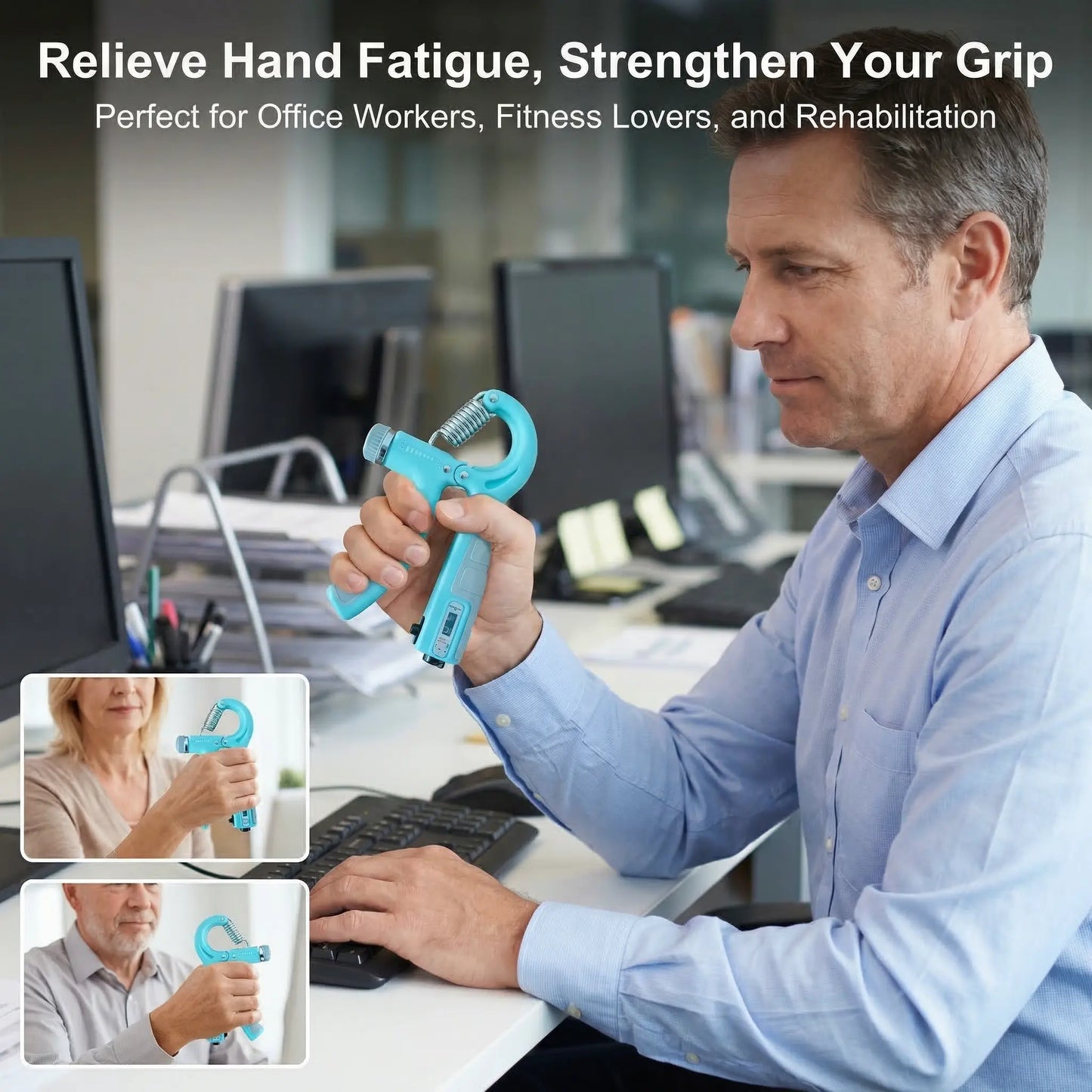 Adjustable Resistance Grip Strength Trainer (11-132 Lbs/5-60 Kg) - 2-Pack Forearm and Hand Exerciser for Muscle Development, Injury Rehabilitation, and Office Relaxation