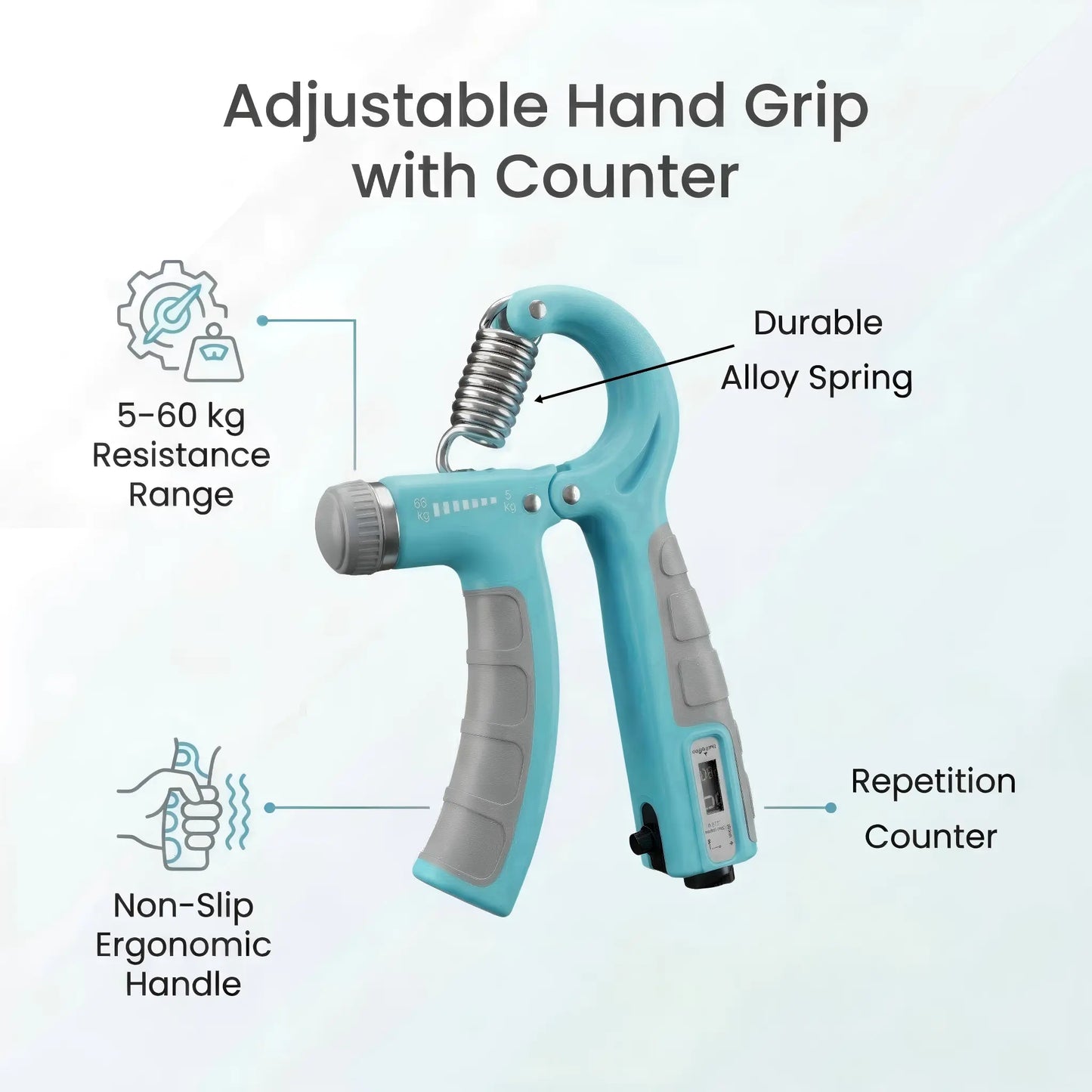 Adjustable Resistance Grip Strength Trainer (11-132 Lbs/5-60 Kg) - 2-Pack Forearm and Hand Exerciser for Muscle Development, Injury Rehabilitation, and Office Relaxation